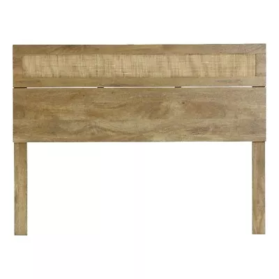 LuxenHome Oak Finish Manufactured Wood With Rattan Top Headboard (Queen) • $173.99