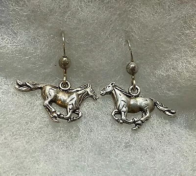 Signed 925 PSCL Peter Stone Sterling Silver Running Horse Dangle Earrings • $34.95