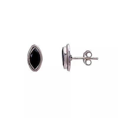 Black Spinel Vintage Handmade 925 Sterling Silver Stud Earrings 10 Mm AK-63 • $15.99