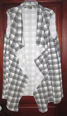 £25.29 • Buy Shein Curve Plus Size 3XL Open Cardigan Vest Coat Jacket Long Plaid Black White