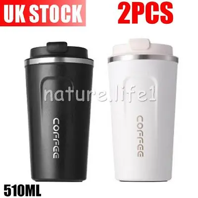 £16.95 • Buy 2x 510ml Insulated Coffee Mug Cup Travel Stainless Steel Flask Vacuum Leakproof