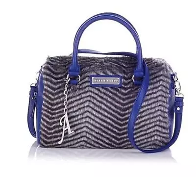 Women's Blue Faux Fur Satchel Handbag Purse Shoulder Day Night Work Cocktail New • $89.99