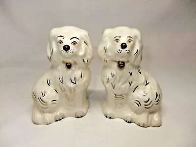 Beswick Wally Mantle Fireplace Dog Spaniel Pair Of Small White Gold Dogs 1378-7 • £39.99