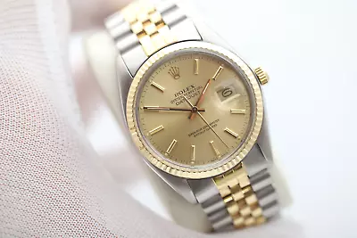 Rolex Datejust 16013 36mm Steel/Gold Factory Champagne Dial Men's Watch • £4750