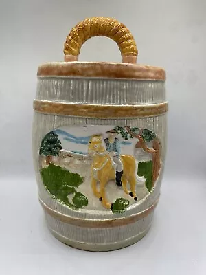 Vintage Hershey Molds 1980 Western Cowboy Horse Barrel Cookie Jar • $26