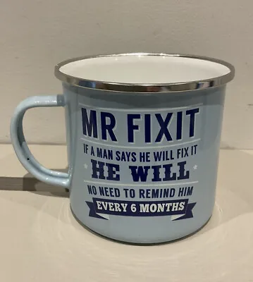 Mr. Fixit Enamel -   History & Heraldry -  Tin Camping Mug - Blue • £9.99