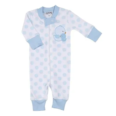 Magnolia Baby Boys GINGHAM DUCKIE Zipped Pajamas Pima Cotton Blue NEW • $25