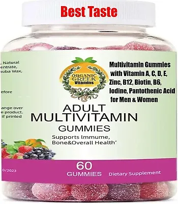 Organic Greek Multivitamin Gummies With Vitamin A C D E Zinc B12 Biotin • $5.99