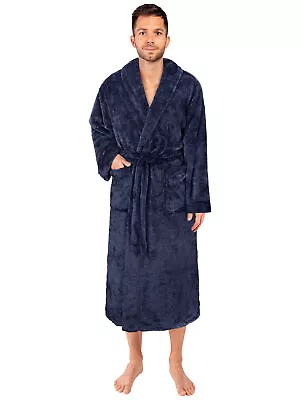 Men Warm Fleece Robe Microfiber Bathrobe Shawl Collar Sherpa Spa Robe Sleepwear • $29.99