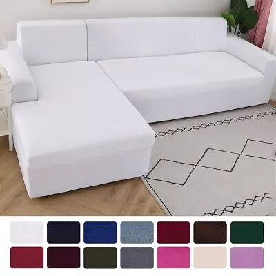 Elastic Cover Stretch Couch Covers 1/2/3/4 Seater Living Room Corner L Shape • $184.48