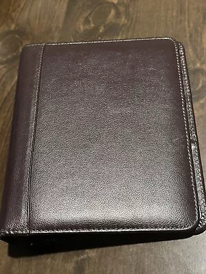 Vtg. Franklin Quest ~ Pocket Full-Grain Leather Brown/Plum? Planner Binder ~Open • $39.99