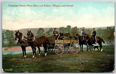 CANADIAN NORTH WEST MOUNTED POLICE 1921 CANADA Postcard WAGON AND ESCORT • $8.99