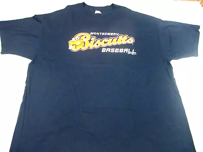 Hanes Montgomery Biscuits Minor League Baseball T Shirt 2011 Mens 2XL Dark Blue • $12.99