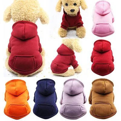 UK Dog Hoodie Sweater Jumper Coat Pet Warm Clothes Puppy Apparel Hooded Jacket • £5.27