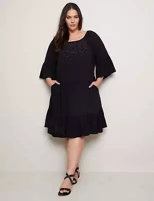 AUTOGRAPH - Plus Size - Womens Dress -  3/4 Frill Sleeve Summer Kaftan Dress • $30.51