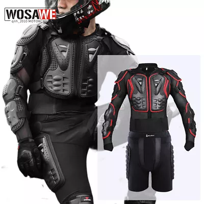 WOSAWE Motorcycle Ski Body Armored Jacket Spine Chest Back Protector Hip Shorts • $23.39