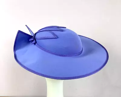 £19.99 • Buy Vintage Wide Brim Hat, Lilac, Purple, 80s, Wedding, Races, Made In England