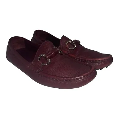$199 • Buy Gucci Bamboo Horsebit Loafers Burgundy Leather Womens Size 37 1/2 Drivers