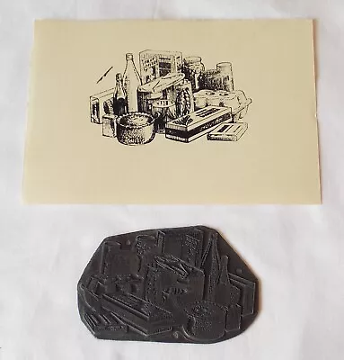 Vintage Letterpress Metal Printing Plate Advertising Grocer Shop Items Pictorial • £12.99