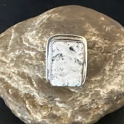 Southwestern Navajo Sterling Silver White Buffalo Turquoise Ring Size 9 15000 • $299.84