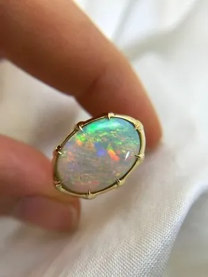 Antique Vintage Opal Jewelry Opal Wedding Ring 14k Yellow Gold Finish Opal Ring • $278.13