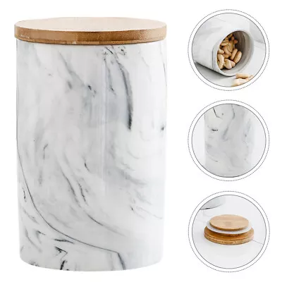 Marble Pattern Ceramic Tea Canister With Airtight Lid - Grey • £15.15
