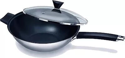 Ken Hom 32cm 2 Piece Stainless Steel Non Stick Excellence Wok Set KH432022 • £53.95