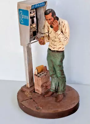 Vintage Michael Garman Figure TODAYS RACE Art Sculpture Man In Phone Booth  Beer • $12.64