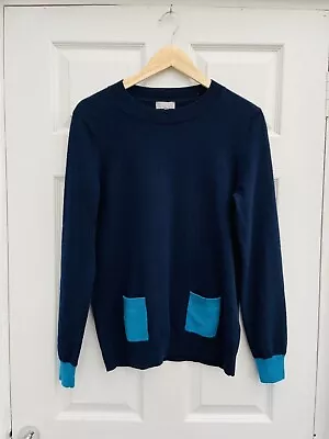 Jaeger 2 Tone Blue 90% Wool 10% Cashmere Jumper Sz M 12 Mint Condition • £29.99