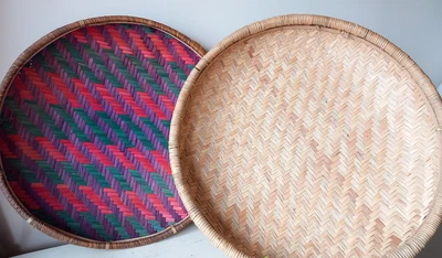 £4.99 • Buy African Wicker Wall Hanging Baskets X 2 Extra Large Wall Art Deco