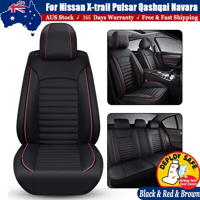 Waterproof Red Black PU Leather Car Seat Covers For Nissan Navara Murano Dualis • $138.84