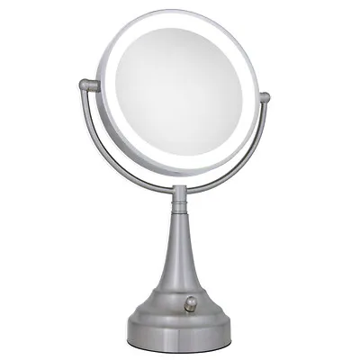 Zadro 10X / 1X LED Lighted Round Satin Nickel Vanity Magnifying Mirror • $169.99