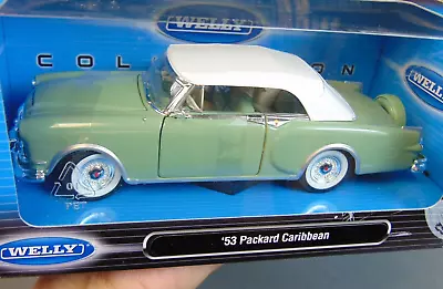 NIB SEALED Diecast Welly Collection GREEN '53 PACKARD CARIBBEAN Hardtop 1:24 • $20.30