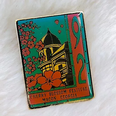 Vtg 1992 Macon Georgia Cherry Blossom Festival Souvenir Enamel Lapel Pin • $8.79
