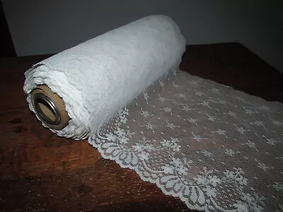 Vintage NOS Big Roll Spool 8 1/4  WIDE WHITE LACE Bridal Trim Border • $19.98