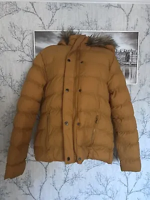 Fluid Coat Jacket Mustard Size 14 Puffer Jacket Fur Hooded Quilted Jacket 🧥 • £9.50