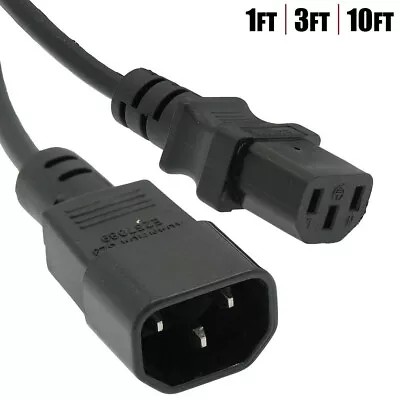 1-10FT 3-Prong Female To Male Power Adapter Cable Cord IEC C13 To C14 125V 10A • $12.43