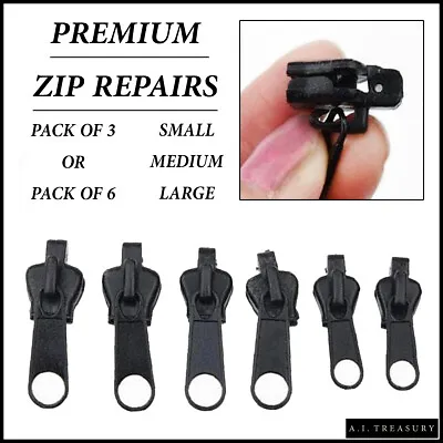 FIX A ZIPPER Universal Repair Kit Replacement Zip Slider Clip Puller 3 Sizes • £3.39