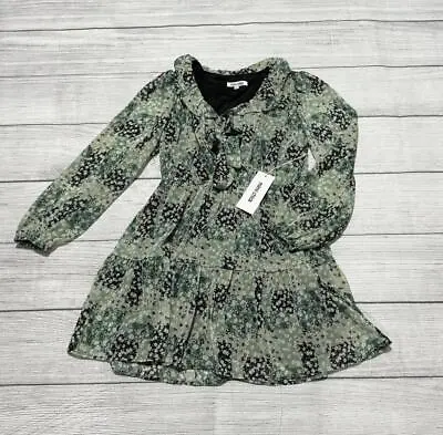 Mimi Chica Green Black Floral Long Sleeved Dress Women Size L • $12.98