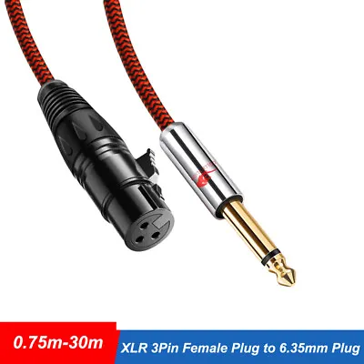 XLR 3 Pin Female Plug To 6.35mm Male Mono Guitar Jack Plug Cable 0.75 -30Metres • £91.86