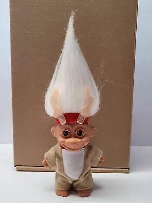 Christmad Troll Doll Reindeer 4” White Hair Brown Eyes • $9.99