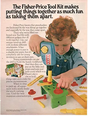 1978 Fisher Price Preschool Toy PRINT AD ART - Tool Kit - Little Red-Headed Boy • $13.64