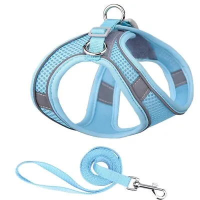 Reflective Dog Harness Nylon No Pull Pet Collars Leash Vest Puppy Cat Breathable • $7.99