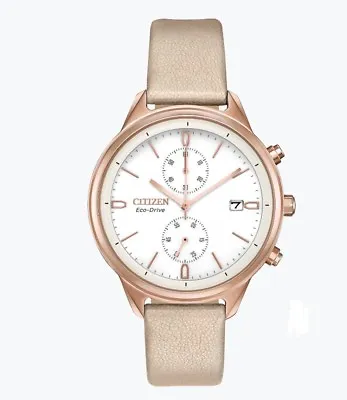 Citizen Eco-Drive Women's Chandler Chronograph Leather Watch 39MM FB2003-05A • $70.99