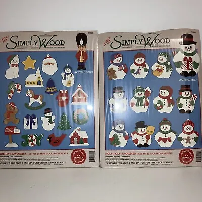 Vtg HOLIDAY FAVORITES & ROLY POLY SNOWMEN ~Wood Cutout Ornaments~ Simply Wood • $29.99
