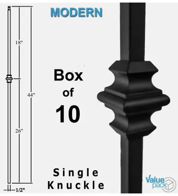 Single Knuckle Modern Iron Baluster (10-Pack) Hollow Metal Spindle (Satin Black) • $70