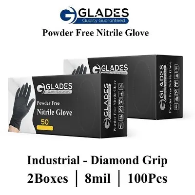 100 Pcs Black Heavy Duty Nitrile Glove 8 Mil Mechanic Powder Free Xx-large • $23.99