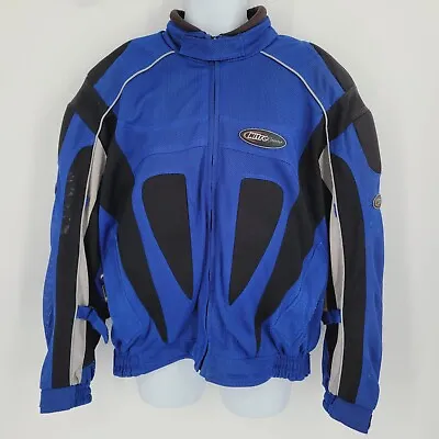 NITRO Euro Racing Motorcycle Jacket Mesh Zip Armor Black Blue Silver Mens XL • $49.99