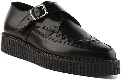 Underground Apollo In Black Leather Pointed Tow Buckle Up Creeper Size UK 3 - 12 • £179.99