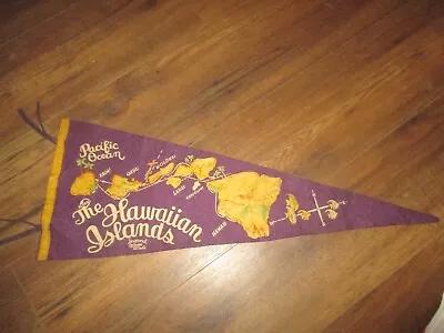 Vintage THE HAWAIIAN ISLANDS Legend Steamer Airlines BANNER PENNANT - 1950's • $14.99